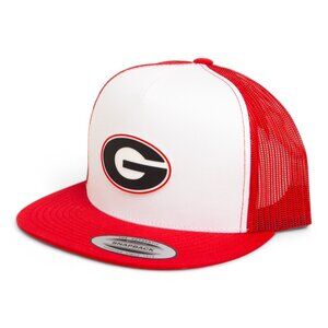 Georgia Bulldogs Power G 3D YP Snapback Flat Bill Trucker Hat- White/ Red